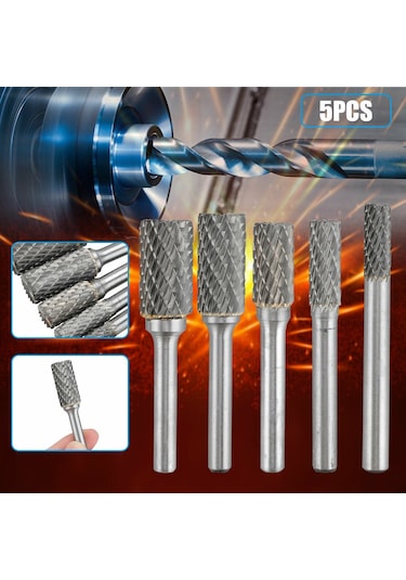 Hallow 1/4" Çift Kesim Tungsten Karbür Döner Çapak Temizleyici 5 Adet