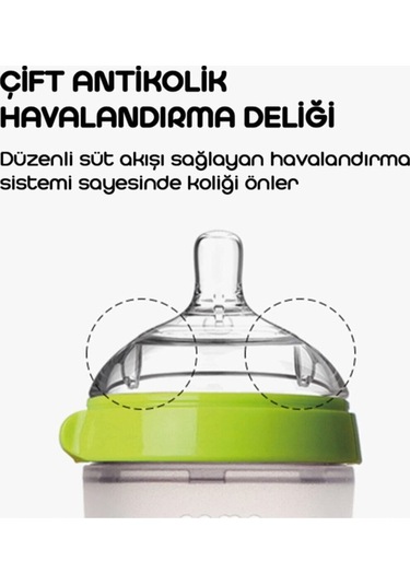 Comotomo Antikolik Silikon Biberon 2'li 150 ML Yeşil - Pembe