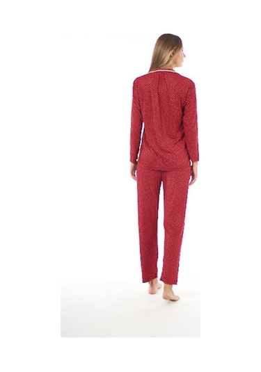 Estiva Puantiye Desen Boydan Düğmeli Süet Bayan Pijama Takım Siyah