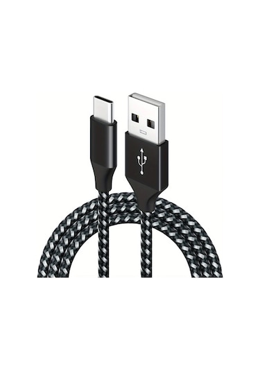 Willowhaven Siyah Beyaz 10 Feet Usb Type-c Hızlı Şarj Kablosu 3a Samsung Galaxy Uyumlu Lg İçin Nylon Örgülü