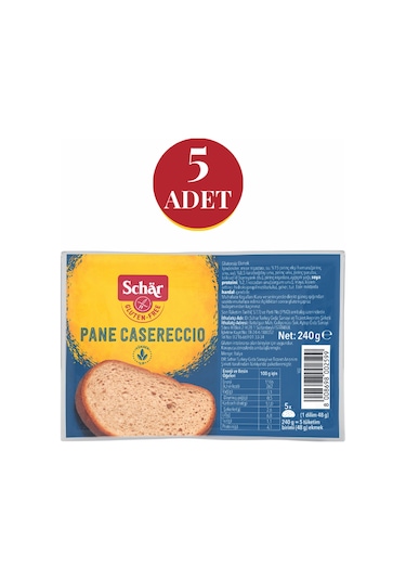 Schar Pane Casereccio Glutensiz Ev Ekmeği 5 x 240 G