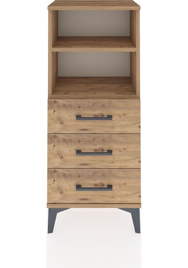 Arges Komodin 2 Raflı 3 Çekmeceli 44x30x106 Çam-çam Çam