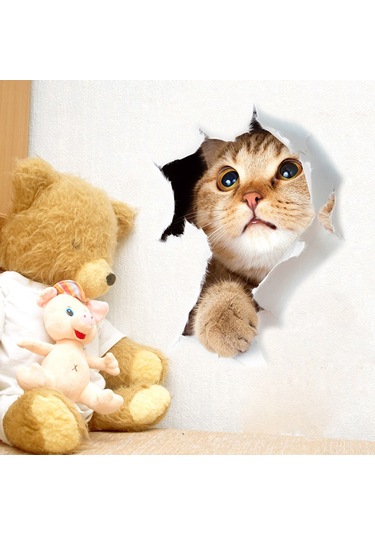 Neevoyu 3d Gerçekçi Kedi Desenli Su Geçirmez Otomatik Yapışkan Duvar Sticker - Pvc Malzeme Ev Dekorasyonu Xh2005 Modeli Diğer