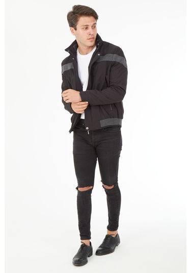 Sposo 1090 Su Itici Kumaş Regular Kalıp Siyah Erkek Mont Siyah