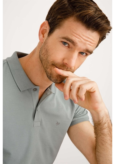 Igs Modernfit Dar Kalıp Erkek Polo Yaka Tişört Açık Yeşil
