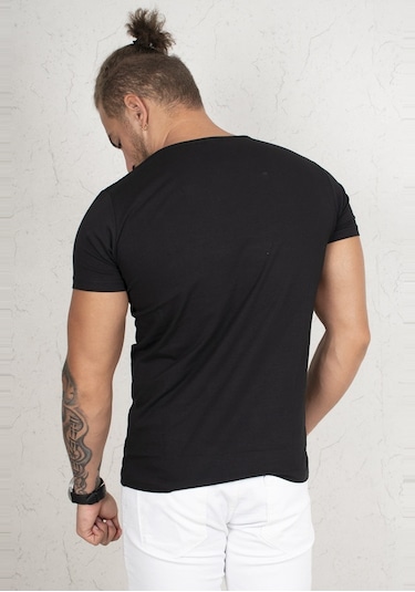 Deepsea Siyah V Yaka Slim Fit Erkek Tişört 1801165 Siyah