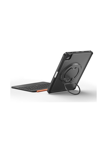 İpad Pro 12.9 2020 4.nesil Wiwu Mk-007 Combo Pro Kalem Bölmeli Klavyeli Standlı Kılıf Siyah Siyah