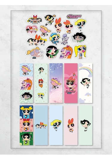 Powerpuff Girls Kitap Ayraç Ve Stickers Çıkartma Seti Pytkstkryrc