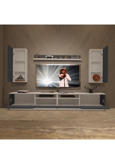 Decoraktiv Trendstyle 5220d Mdf Tv Ünitesi Tv Sehpası Beyaz - Antrasit