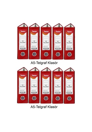Telgraf Klasör Kırmızı Geniş A5 Plastik 10 Adet