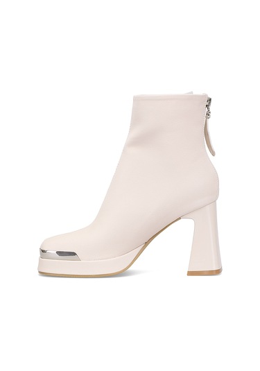 Guja 25k414-2 Kadın Hakiki Deri Topuklu Bot Bej Bej