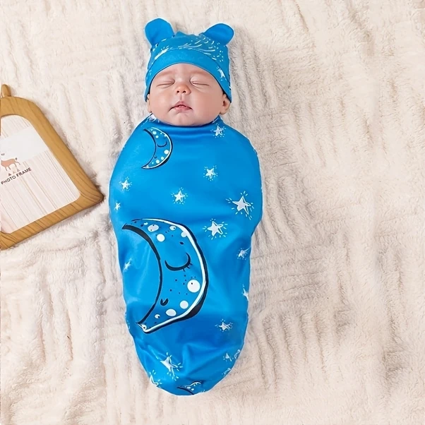 Willowhaven Blue Moon Yenidoğan 1-3m Nefes Alabilir Yazlık Hafif Kundağı Mavi Ay