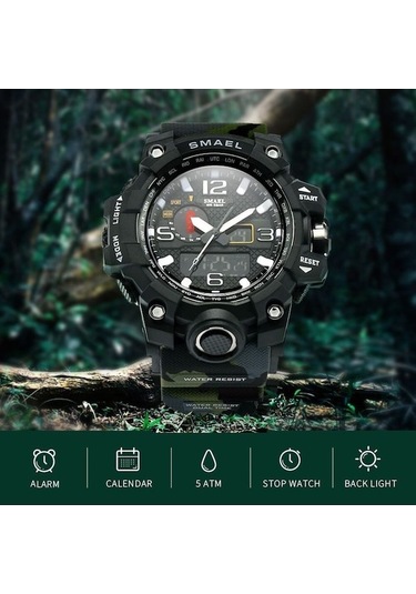 Yingfu Analog Ve Dijital Kol Saati Siyah - Haki S1545 Model Siyah