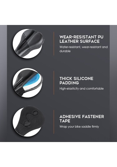 Tenfowee Dağ Bisikleti Yumuşak Jiletli Yuvarlak Sandalye Kılıfı - Silikon + Pu Deri + Hafıza Köpük Materyal, 28.5x18x4cm, 221g Bisiklet Spor Aksesuarı Siyah