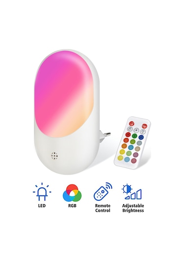 Maiyame Eu Plug Rgb Led Gece Lambası 1w - 16 Renk, Sürekli Parlaklık Ayarlaması, 4 Dinamik Mod Ve Hafıza Özelliği İle Bebek Odası Ambiyans Işığından 1 Adet Diğer