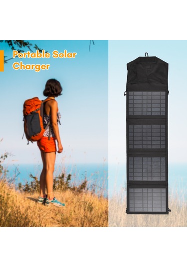 Hfambition 14w Çift Usb Güneş Enerjisi Şarj Paneli, Katlanabilir Taşınabilir Solar Şarj Cihazı 4 Katlı