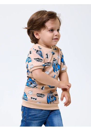 Little Forest Erkek Çocuklar İçin Pamuklu Kısa Kollu Takımı 3 Parça 460750157 Bej