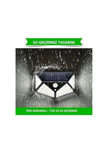 4 Adet Güneş Enerjili Solar Bahçe Duvar Lamba Aydınlatma 100 Led