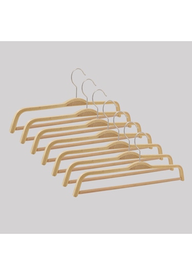 Nyn Ahşap Barlı Pantolon Askısı Naturel Renk 6 Adet