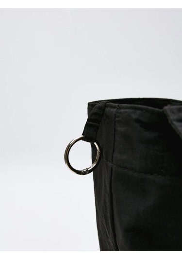 Sela Nakışlı Siyah Naylon Shopper Çanta 468567024 Koyu Gri