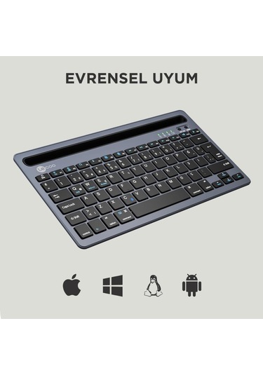 Lecoo Bk100 Wireless Bluetooth Standlı Kablosuz Şarjlı Klavye Gri