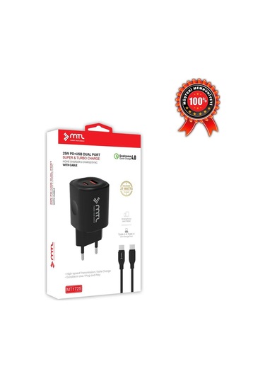 Samsung Galaxy A05s Uyumlu Pd Type-c To Type-c Ve Usb Çift Giriş 25w Şarj Seti Mt-a1725