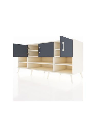 Kronos Konsol 9 Raflı 3 Kapaklı 176x59x83 Aytaşı-antrasit/aytaşı Antrasit/aytaşı