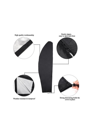 Neevoyu 210d Oxford Dokuma Gümüş Kaplama Şemsiye Kılıfı - Su Geçirmez, Toz Ve Güneş Koruyucu, 265cm, Siyah