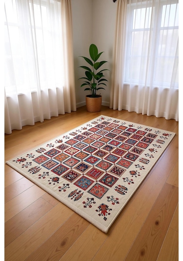Blghome Etnik Desen Renkli Modern Halı Dekoratif Kilim Çok Renkli