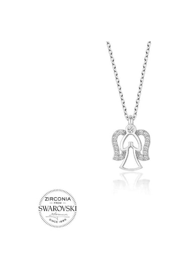 925 Ayar Swarovski Taşlı Gümüş Melek Bayan Kolye