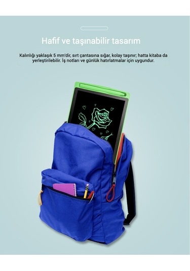 Snapbuy 8.5 İnç Lcd Çocuk Yazı Ve Çizim Tableti, Erken Eğitim Ve Uzaktan Öğrenim İçin El Yazı Tahtası Mavi