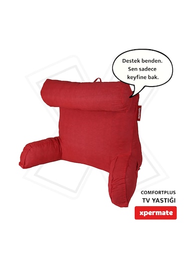 Xpermate Comfortplus Tv Kollu Sırt Destek Üçgen Yastık Kırmızı
