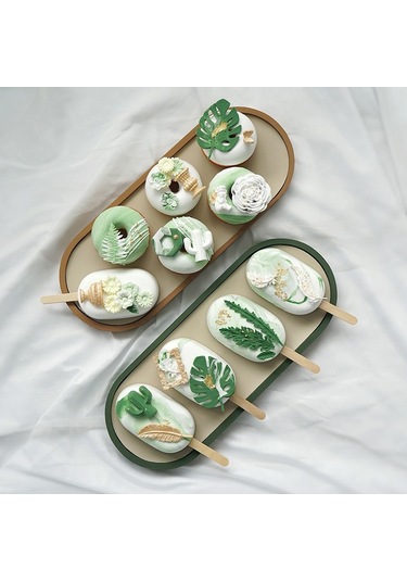 Sones Masaüstü Sığ Depolama Tepsisi Çeşitli Eşya Tepsisi Mücevher Sergileme Tepsisi, Üçgen Yeşil Lotus