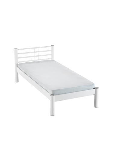 Asos-s Tek Kişilik Ferforje Metal Karyola-beyaz Ahşap Latalı