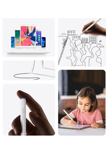 Zore Pencil 10 Magnetik Şarj Ve Eğim Özellikli Dokunmatik Çizim Kalemi-beyaz