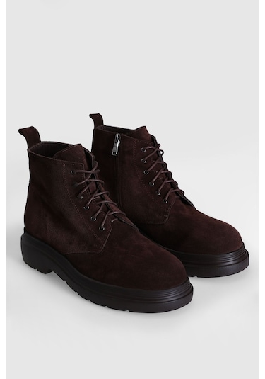 Lufian Marvın Erkek Süet Deri Casual Bot Kahve Siyah