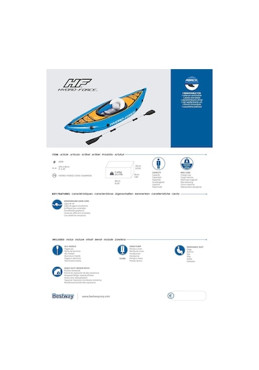 Bestway Hydro-Force Cove Champion Tek Kişilik Şişme Kano Set