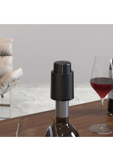 Tenfowee Elektrikli Şarap Açıcı Seti Pilli - Abs Malzeme + Folyo Bıçağı, Ev Kullanıma Ideal, Kolay Kullanım, Çok Fonksiyonlu Paket Siyah