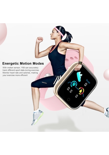 Vkemall Y68 1.44" Ips Tek Dokunmatik Ekran Akıllı Spor Saat