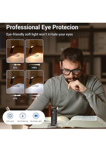 Qingmipy Usb Şarjlı Kitap Lambası - Göz Koruyucu Esnek Klipsli Okuma Işığı Diğer