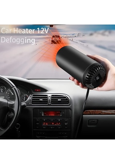 Elmpaly Siyah 12v 2'si 1 Arada Araç Isıtıcı Ve Buz Çözücü Emme Başlıklı 180 Derece Dönebilir