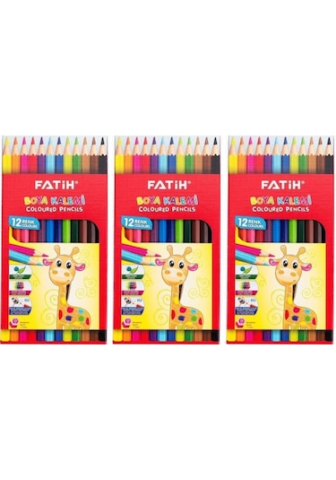 Fatih 12 Renk Tam Boy Kuru Boya 3 Lü