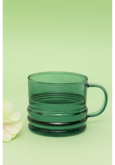Glass In Love Renkli Kulplu Cam Bardak - Bombeli / Yeşil