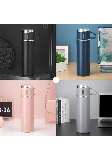 Padalink 500ml 304 Çelik Termos Bardak, 12 Saat Isı Saklama, Sızıntı Engeli, Ev/ofis/dışarı Kullanıma Uygun, Kapak Bardak Olarak Kullanılabilir, Siyah Paket Yok Siyah