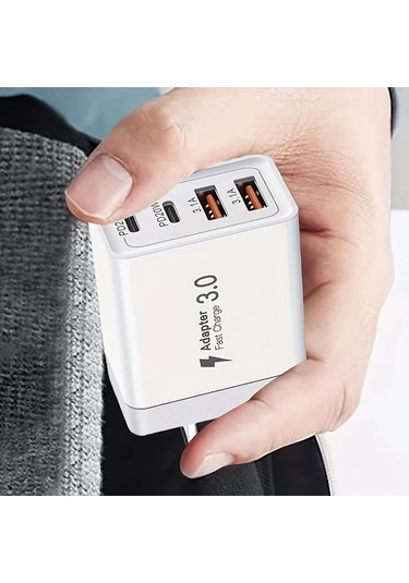 Honeybeeshop 1 Bilgisayar Usb C Sarj Cihazi Cift Portlu Pd Qc Hizli Sarj Karti İphone Samsung Telefon Tablet Uyumlu Altın