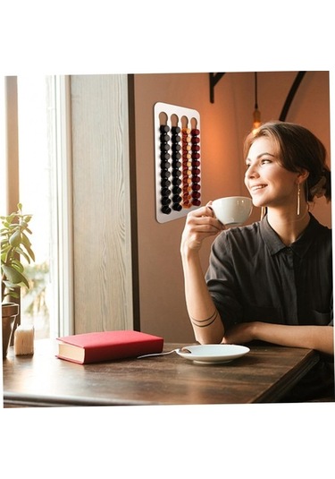 Metabagua Kahve Kapsül Tutucu, Paslanmaz Çelik Kahve Kapsül Tutucu Çift Taraflı Yapışkanlı 40 Kahve Kapsül Organizatör Tutar 1ısnu1 Gümüş