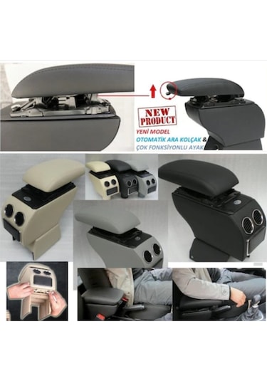 Süspansiyonlu Üniversal Kolçak Kol Dayama Küllüklü Siyah-Gri-Bej