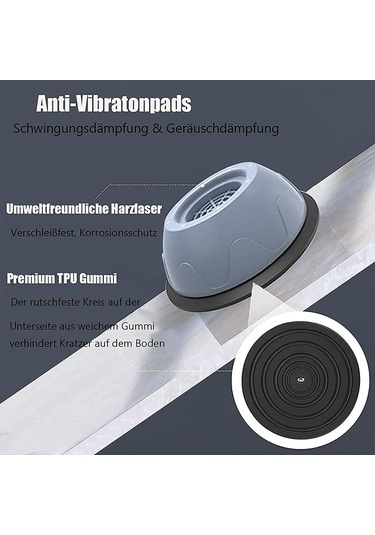 Mufunye 4 Parça Çamaşır Makinesi Ayak Pedleri - Kaymaz Kauçuk Titreşim Önleyici Pedler, Titreşim Önleyici Lastik Ayak Pedleri, Çamaşır Makineleri Ve Kurutucular İçin Üniversal Ayaklar