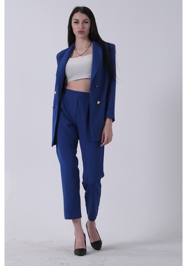 Feminist Saks Blazer Ceket Pantolon İkili Takım 0106305.26 Saks