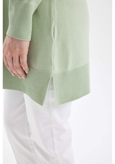 Defacto Regular Fit Bisiklet Yaka Basic Uzun Kollu Tunik H3431az24augn981 Yeşil